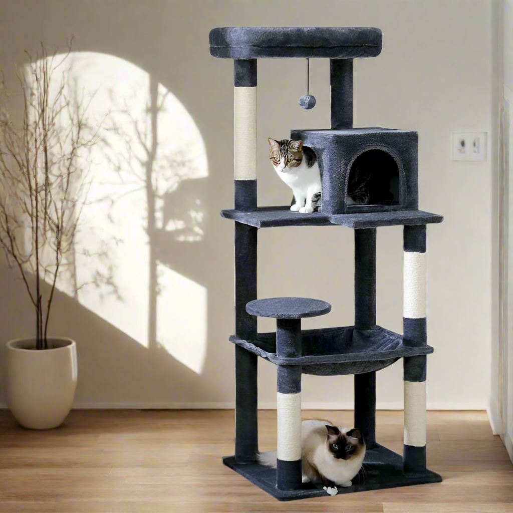 Arbre à Chat - GroomerCatTower™ - Bleu Marine - Lakshmi et Compagnie