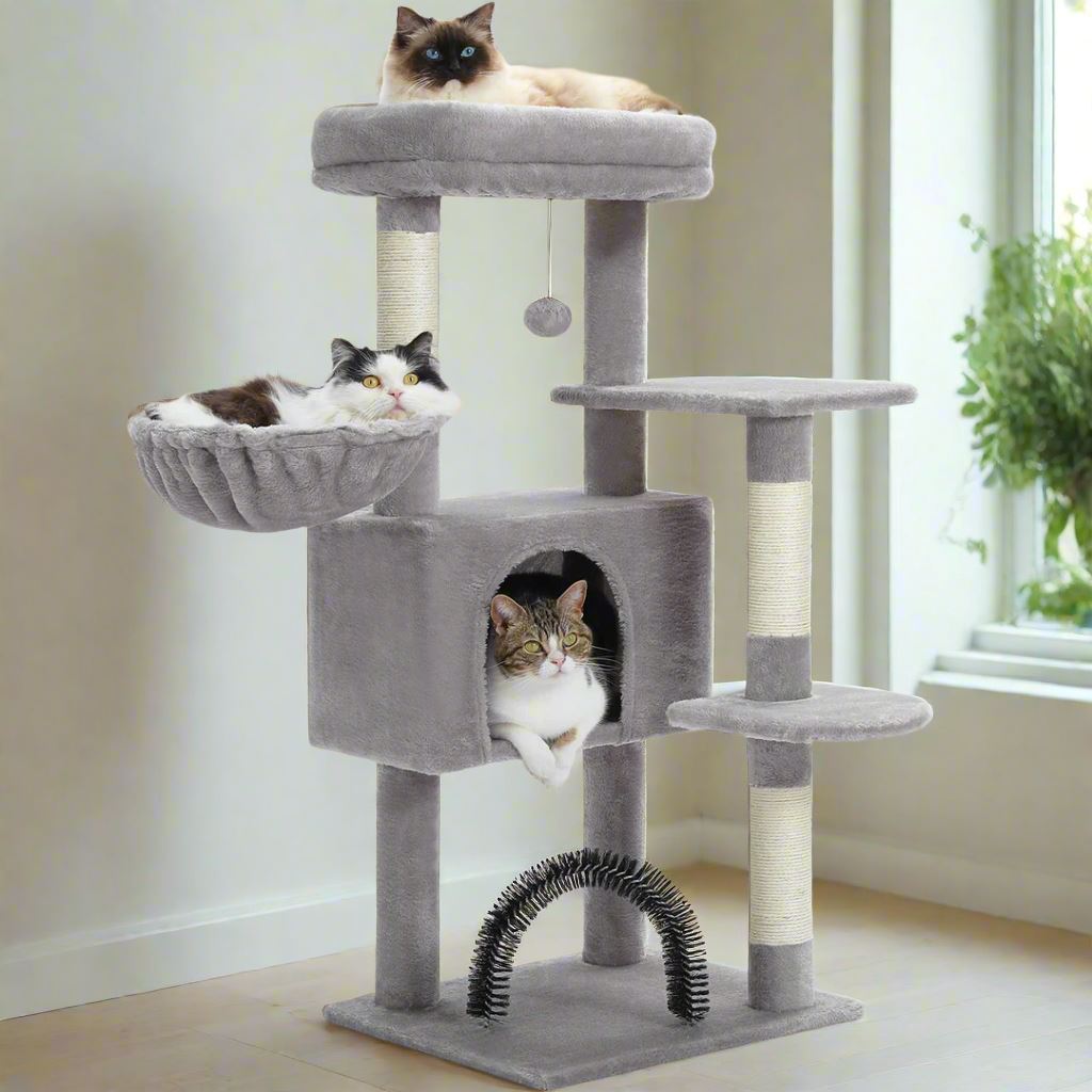 Arbre à Chat - GroomerCatTower™ - Gris - Lakshmi et Compagnie
